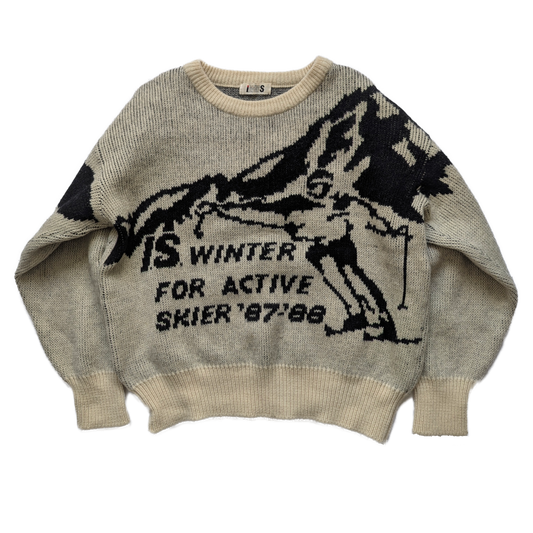 Issey Miyake sports ski print 80's knit