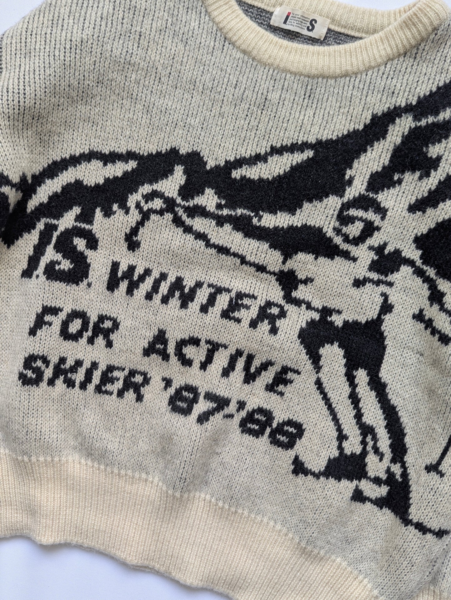 Issey Miyake sports ski print 80's knit
